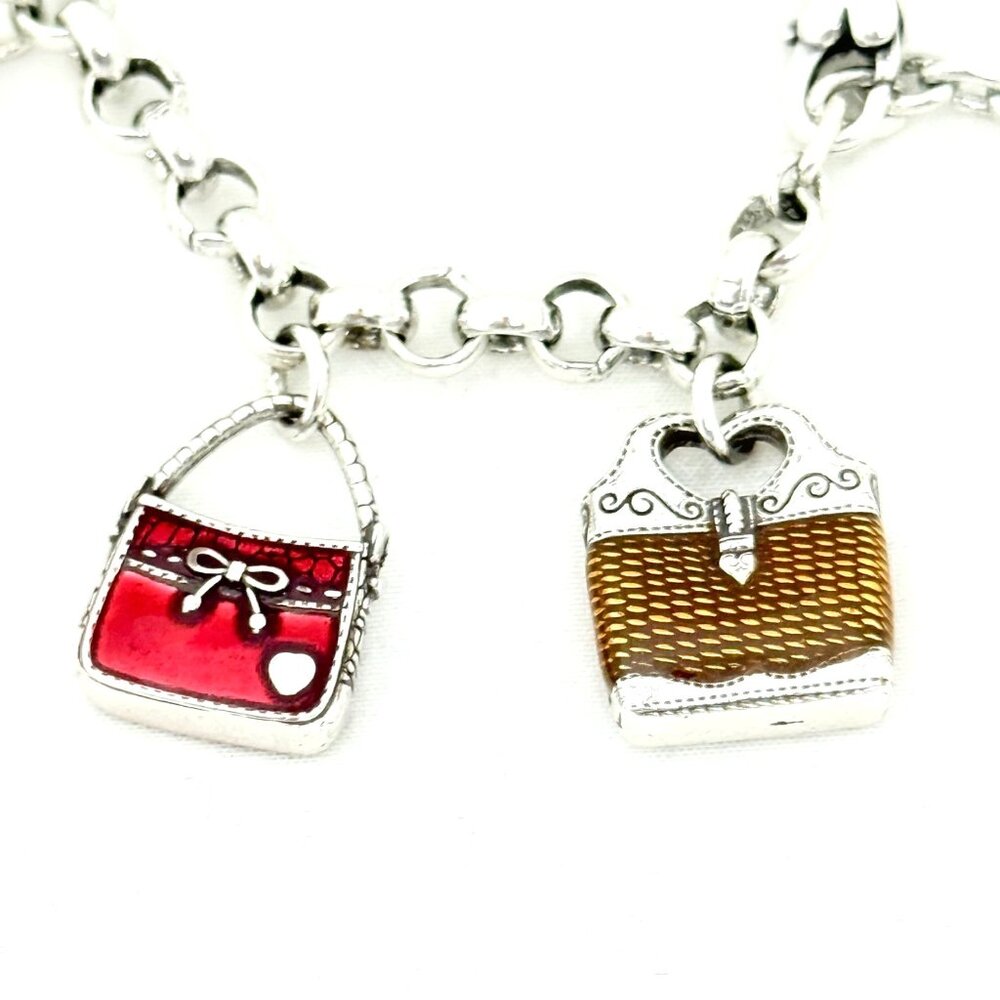 Brighton Purse/Handbag Charm Bracelet Silver Tone - VGC - Picture 4 of 8